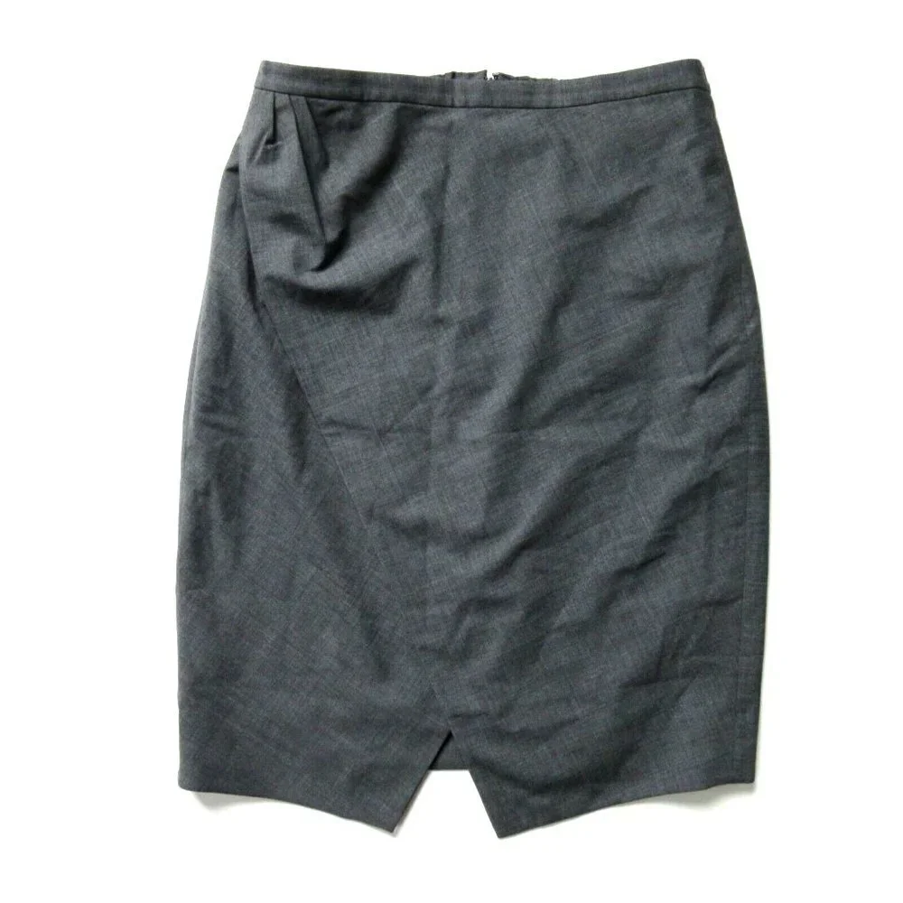 NWT J.Crew 365 Asymmetrical Pencil in Heather Coal Gray Everyday Wool Skirt 10